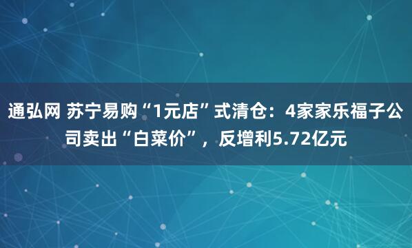 通弘网 苏宁易购“1元店”式清仓：4家家乐福子公司卖出“白菜价”，反增利5.72亿元